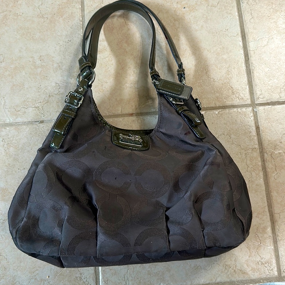 Coach purple and gray over the shoulder bag